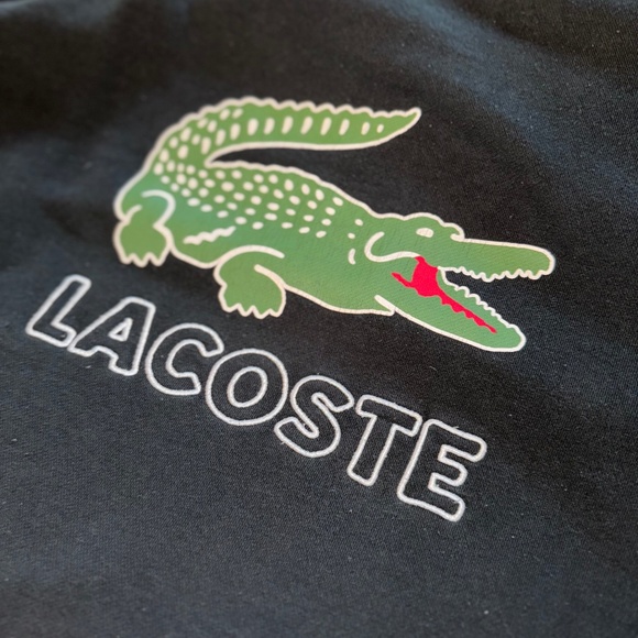 Lacoste Graphic Crocodile Non-Brushed Fleece Sweatshirt Crewneck Black mens L - Picture 5 of 7